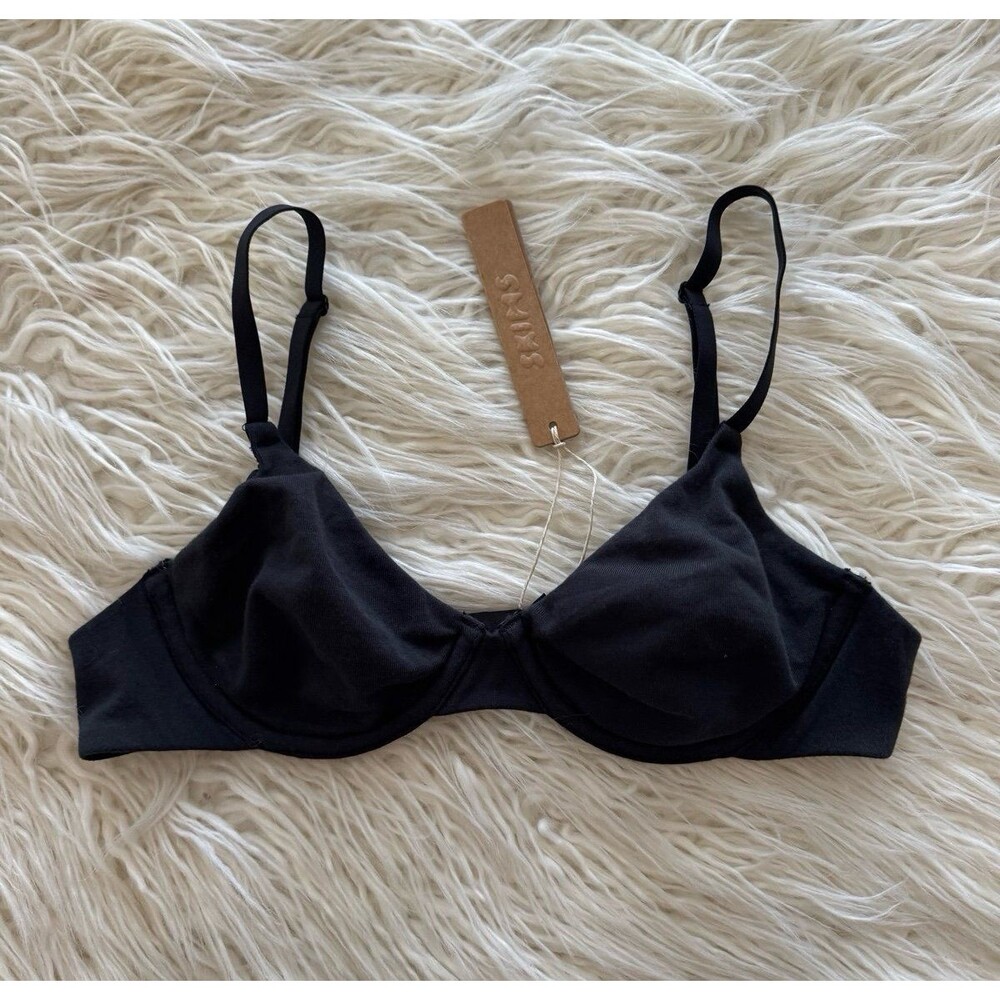 Skims Cotton Jersey T-shirt Bra Soot Size 30B